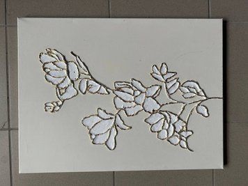 Painting, home decor. Handmade. Flowers gold paint 60x45